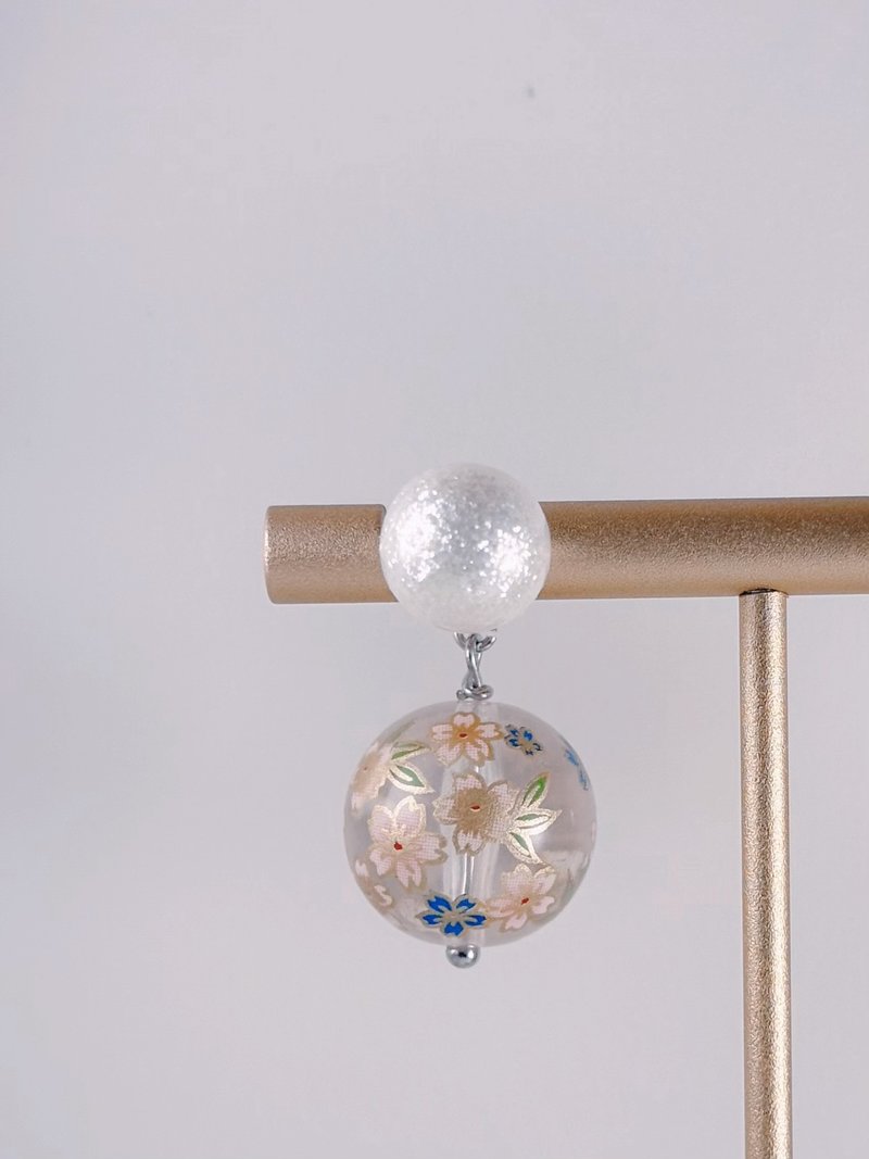 棉珍珠耳钉two-ways - 耳环/耳夹 - 其他金属 白色