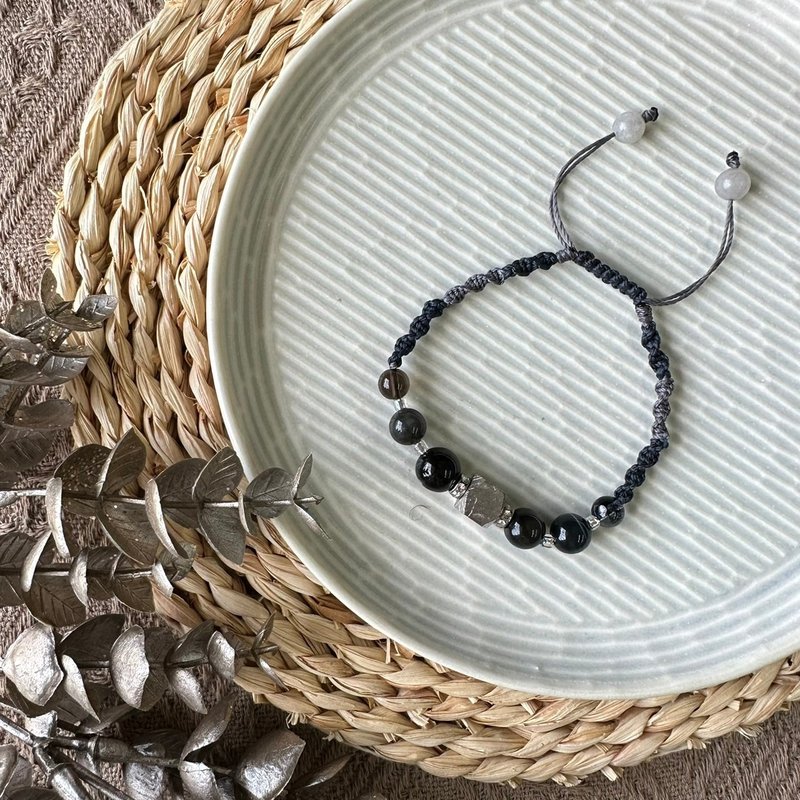 稳重银色系天铁轮编手链 - 手链/手环 - 水晶 