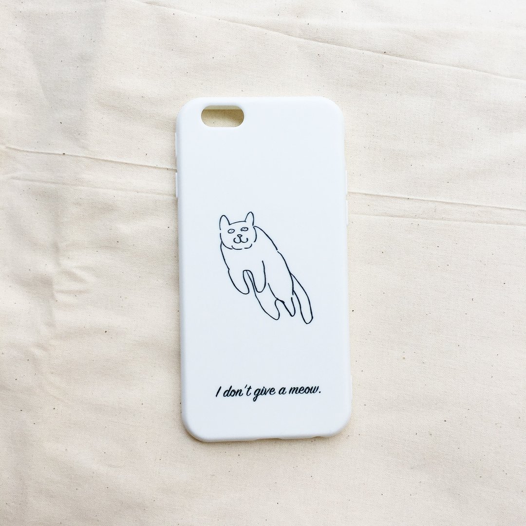 I don't give a meow - iPhone 手机壳 / 白色全包雾面软壳 - 手机壳/手机套 - 橡胶 白色