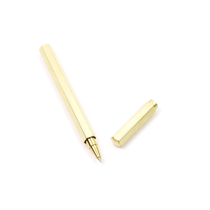 BRASS BOLLPOINT PEN 黄铜六角形水性钢珠笔I 金 I - 圆珠笔/中性笔 - 其他金属 金色