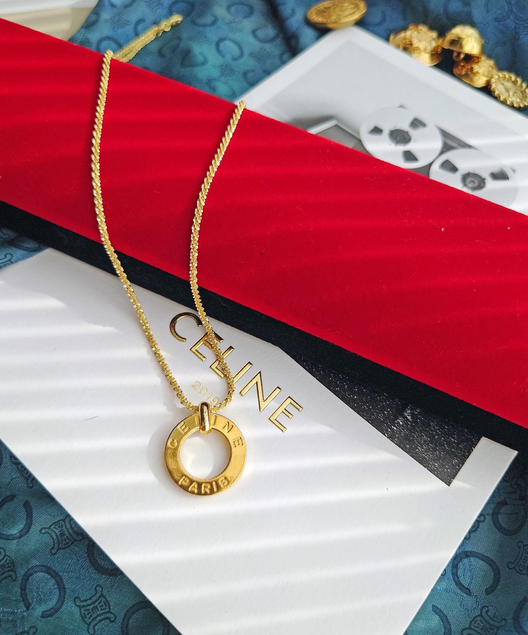 中古真品 CELINE 小金环 吊咀金链颈链颈链项链项链 包包挂件挂饰 - 项链 - 其他金属 金色