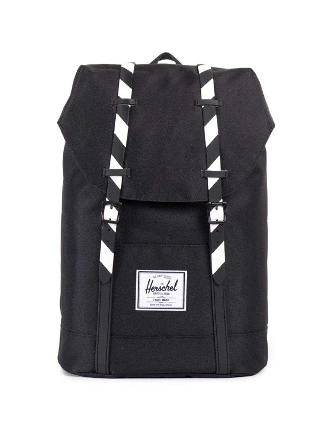 【严选】Herschel Retreat系列黑白斜纹后背包 逛街 上课 旅游都适合 加拿大品牌 男生 女生都可以背 - 后背包/双肩包 - 聚酯纤维 黑色