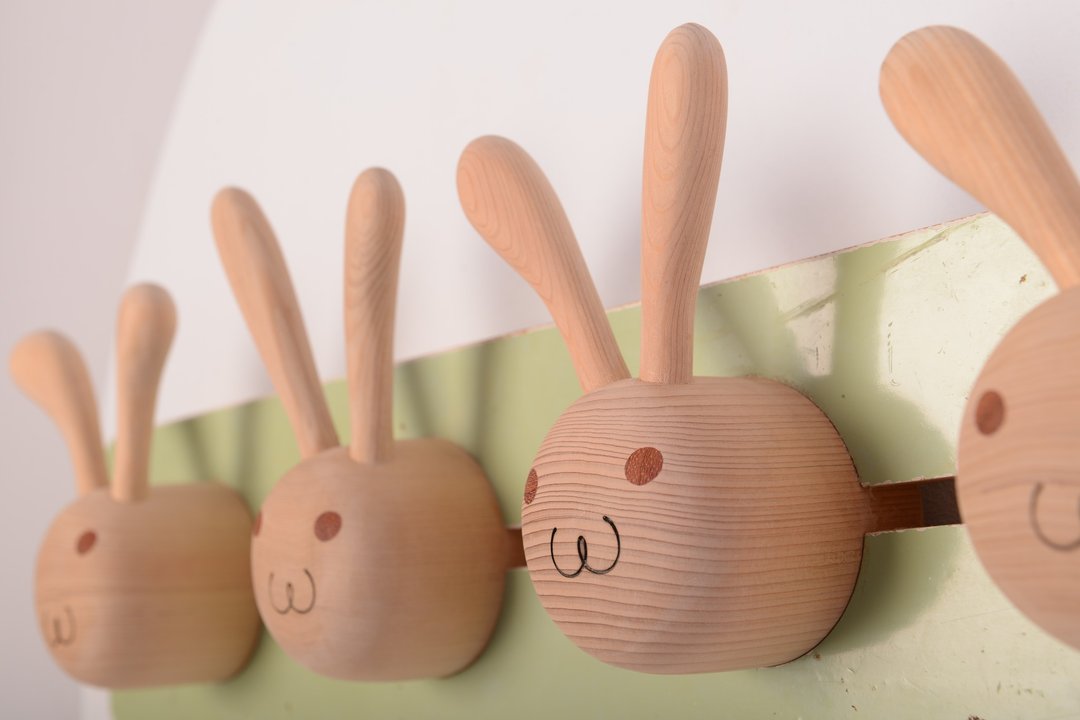 【even手工限量作品】实验兔＿木制造型挂钩 - 墙贴/壁贴 - 木头 多色