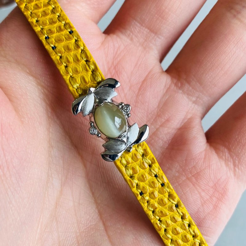 M-Leather SUIREN 金绿宝石（猫眼） - 手链/手环 - 宝石 黄色