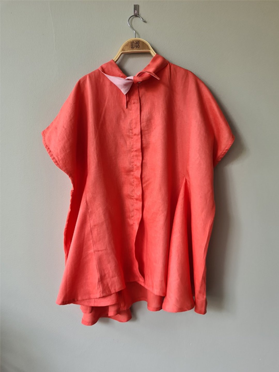 Fae Long Shirt in Orange Pink - 洋装/连衣裙 - 亚麻 粉红色