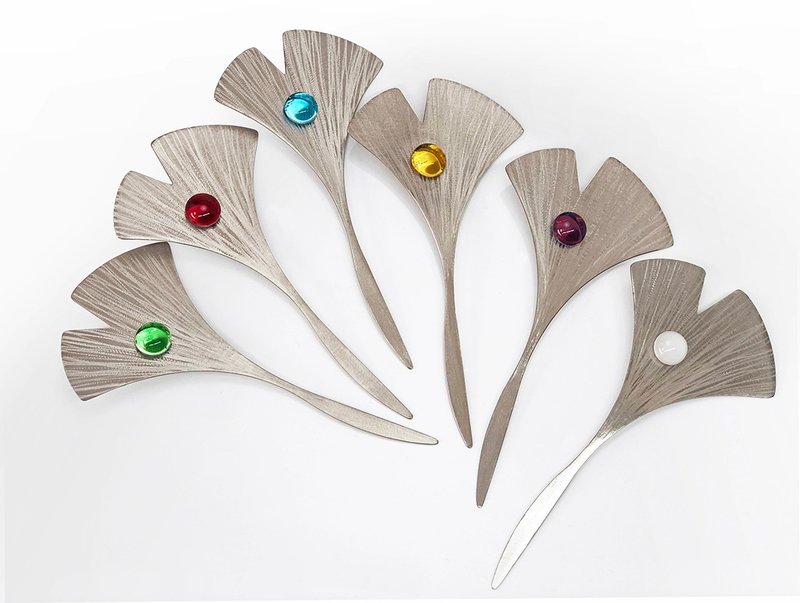 杏(幸)运书签/水果叉  多色琉璃珠 - 餐桌/书桌 - 不锈钢 多色