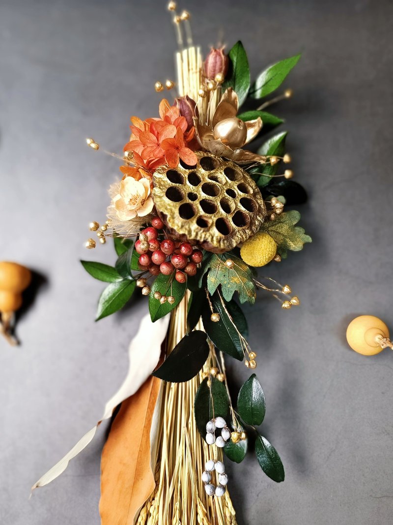 祈福莲蓬稻穗挂饰 永生花干燥果实开幕志庆新居落成 - 干燥花/捧花 - 植物．花 金色