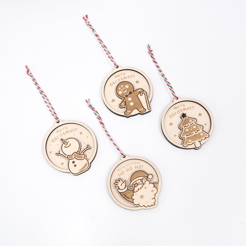 【可定制】圣诞木挂饰 I 雕刻款 *背面可免费刻字 - 吊饰 - 木头 咖啡色