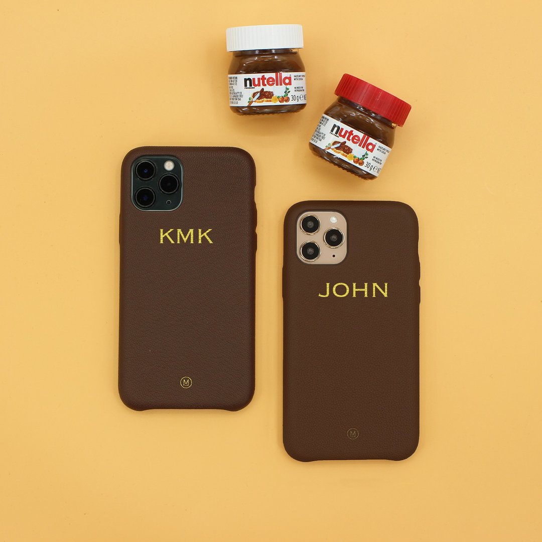 定制化礼物手造真皮革防摔马卡龙24色咖啡色iPhone 13手机壳 - 手机壳/手机套 - 真皮 咖啡色