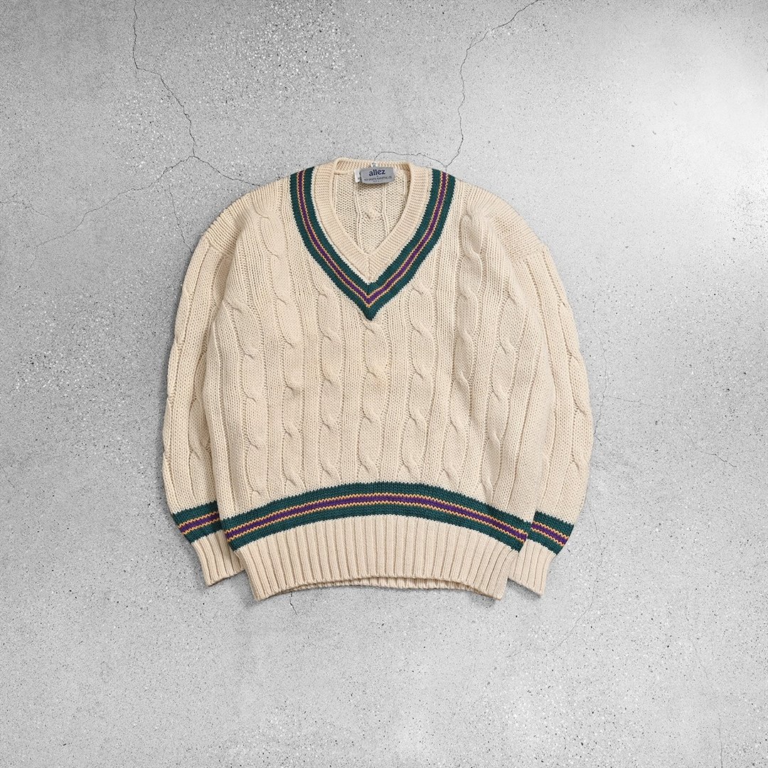 Vintage校园毛衣 / 古着毛衣、复古毛衣、美式古着、美式校园 - 男装针织衫/毛衣 - 其他材质 白色