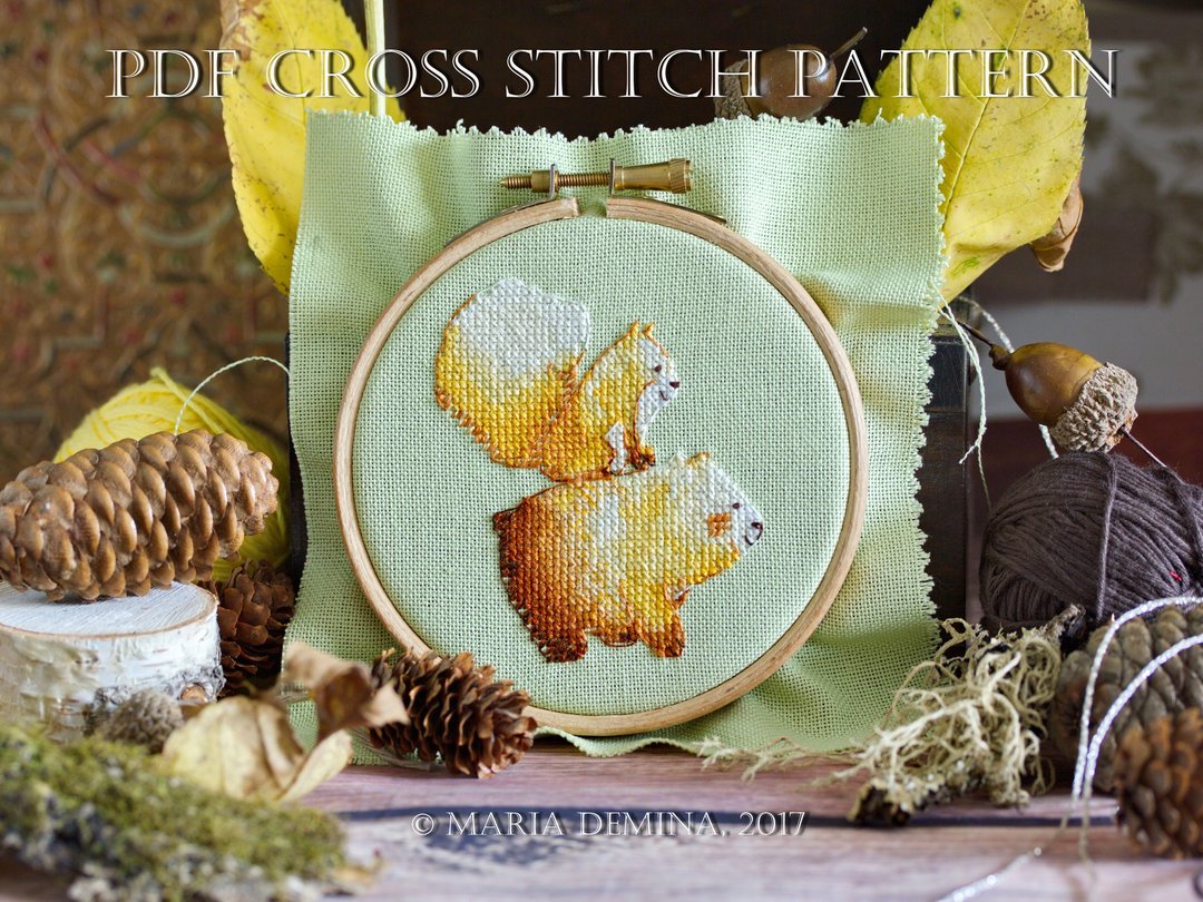 Baby Bear and Squirrel PDF cross stitch pattern - 手工艺教程/工具书 - 其他材质 