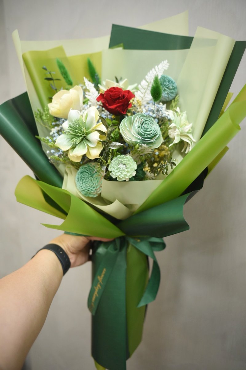 绿色系永生花束 干燥花束  生日花束 - 干燥花/捧花 - 植物．花 绿色