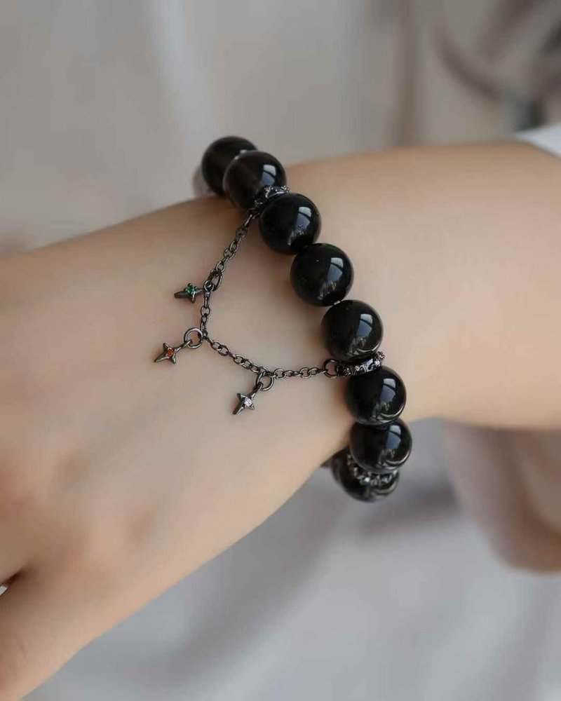 精品 天然黑曜石 多宝 Z-20250917-518 - 手链/手环 - 宝石 