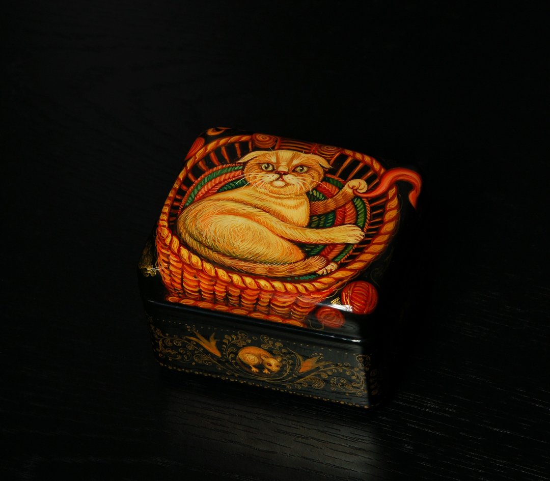 苏格兰折耳猫漆盒手绘装饰艺术品 - 摆饰 - 其他材质 