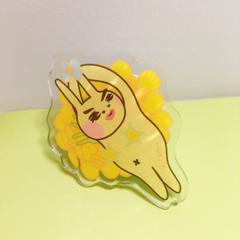 压克力手机气囊支架 | 心花朵朵款鼻孔兔-清新油菜花 - 手机座/防尘塞 - 压克力 黄色