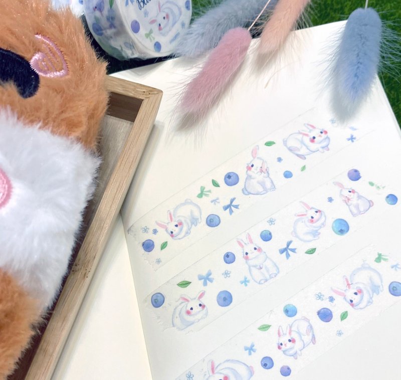 水果兔系列 蓝莓兔兔纸胶带 - 纸胶带 - 纸 蓝色