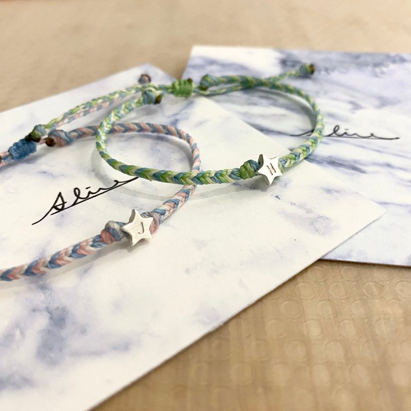 定制化礼物 - 蒲公英纯银耳环 星星蜡线编织手环 刻字 - 手链/手环 - 纯银 多色