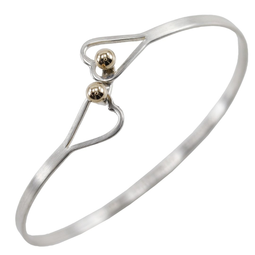 [日本直送] Tiffany & Co. 钩眼手环双心型 925银x K14黄约 5.3 公克女金[二手] - 手链/手环 - 银 银色