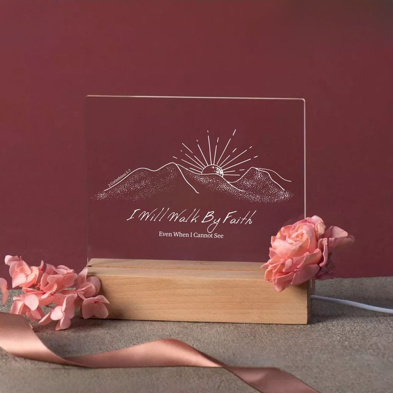 恩典之光 圣经经文LED灯 经文礼物Walk By Faith - 灯具/灯饰 - 压克力 卡其色