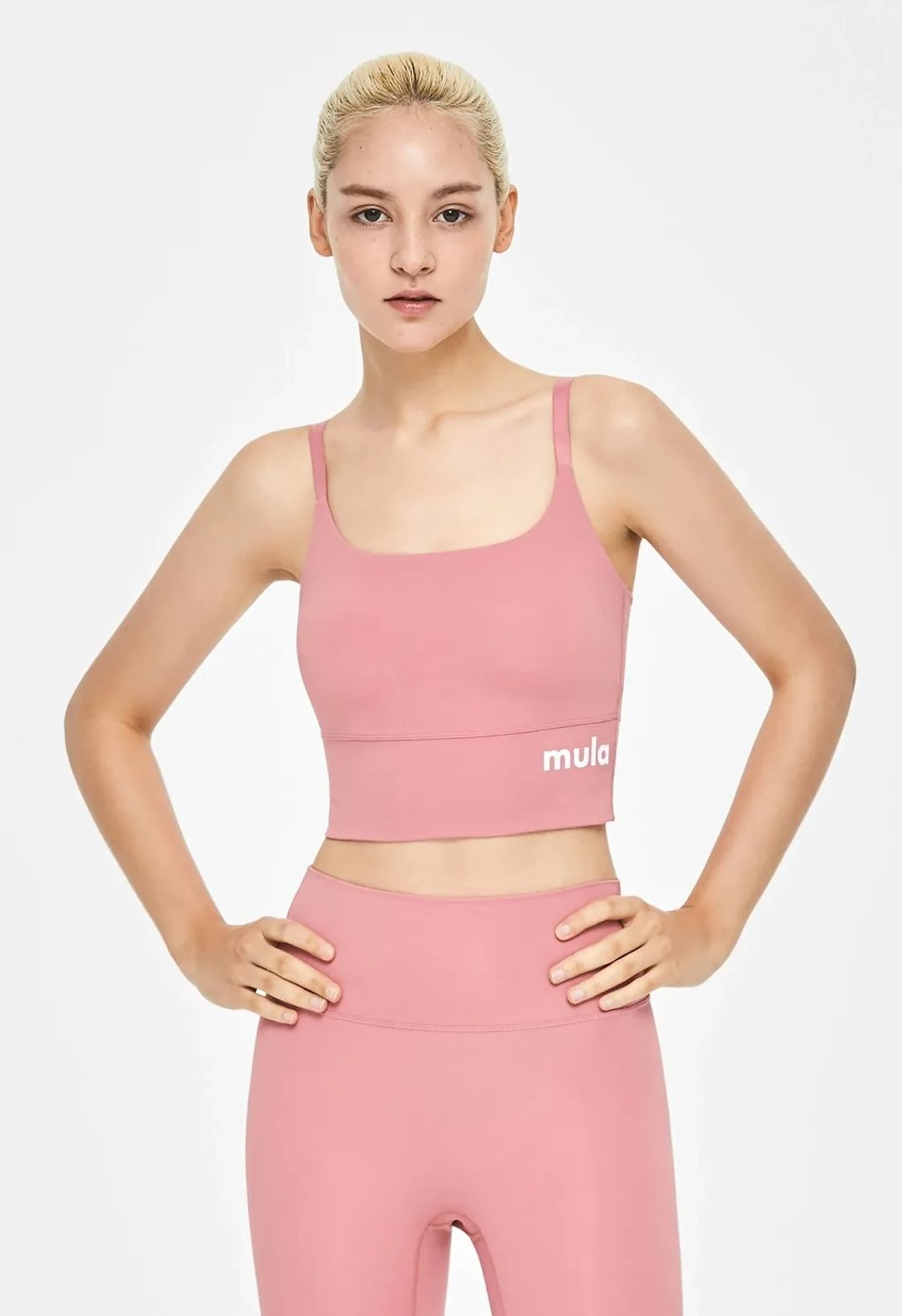 Mula Logo 美背交叉运动背心 - 樱花粉 - 女装运动内衣 - 尼龙 粉红色