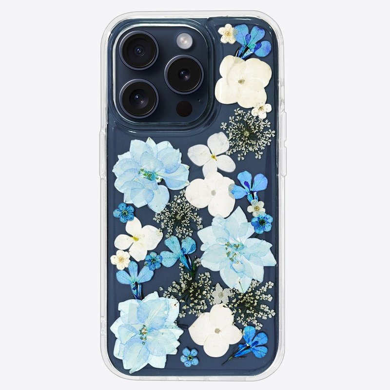 雾蓝悠悠 iPhone 15 14 13 12 Pro Max 永生花手机壳 定制姓名 - 手机壳/手机套 - 植物．花 透明