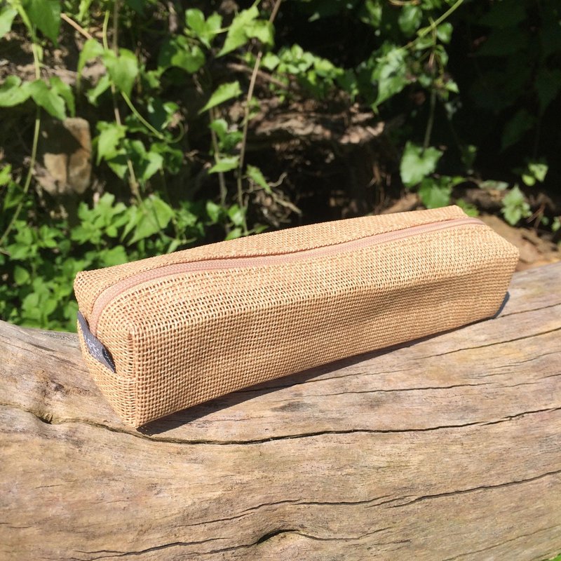 纸编网状四角笔袋 - 原木 - 铅笔盒/笔袋 - 纸 卡其色