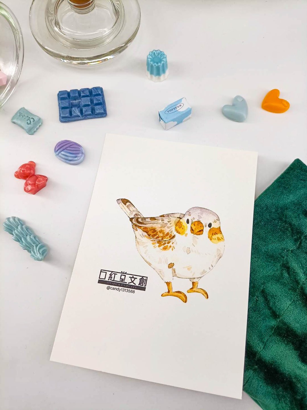 KR474_口紅堂明信片_文鳥10_candy1313588 postcard - 卡片/明信片 - 纸 多色