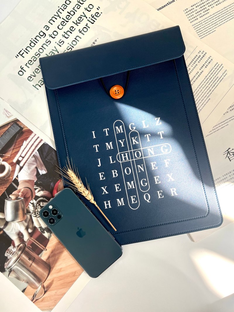 【MY HOME HONG KONG Word Puzzle】皮革电脑袋订制(10-16寸) - 电脑配件 - 其他材质 蓝色