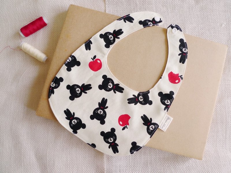 苹果熊米-宝宝围兜巾/口水巾 - 围嘴/口水巾 - 棉．麻 白色