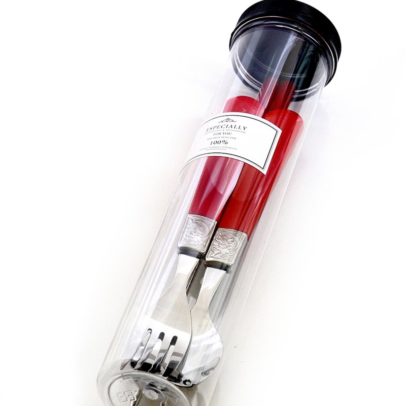 台湾第一筷。好感飨宴三件餐具组。中国红 - 此款红筷已售完 - 筷子/筷架 - 其他金属 红色