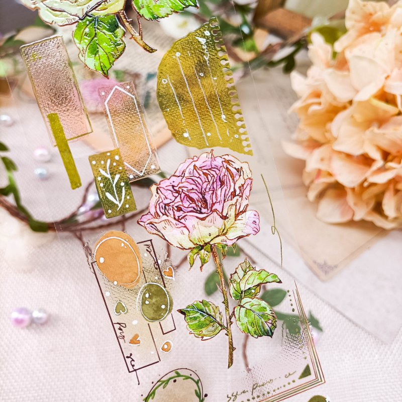 EE174_蔷薇/ 裝飾膠帶 - 纸胶带 - 塑料 多色