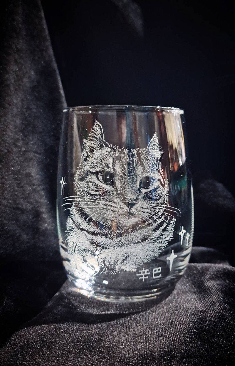 定制 - 纯手工雕刻玻璃杯 【宠物 - 猫咪】秋玻 - 摆饰 - 玻璃 