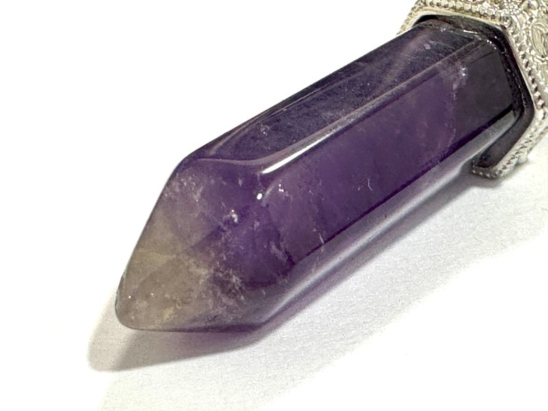 六菱柱 紫水晶 灵摆 紫水晶吊坠 紫水晶吊咀 - 项链 - 水晶 紫色