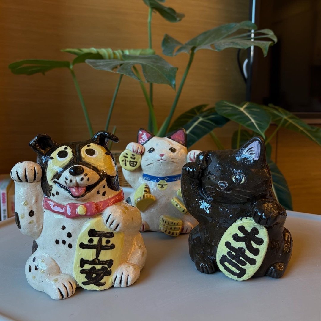 定制 陶瓷 手作 招财猫 招财狗 宠物 - 摆饰 - 陶 多色