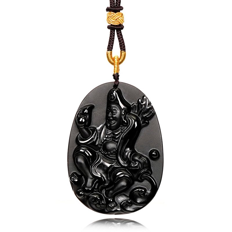 【正佳珠宝】黑曜石 济公活佛 济公黑曜石吊坠 - 项链 - 半宝石 多色