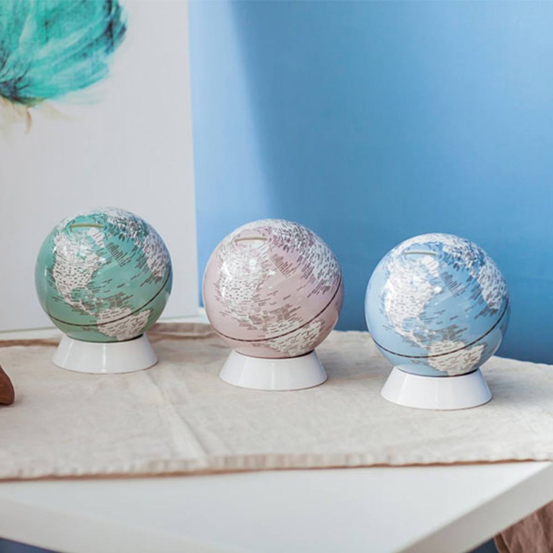 Skyglobe 5寸白铁底座存钱筒地球仪(英文 - 储蓄罐 - 塑料 多色