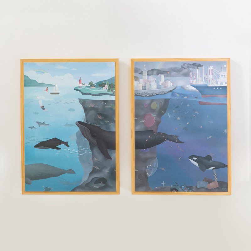 | 鲸海报 | 美丽 (大翅鲸)、哀愁 (虎鲸) - 海报/装饰画/版画 - 纸 多色