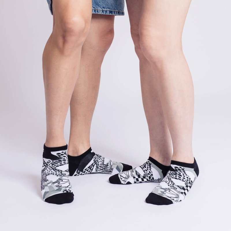 【锦源兴】消波块抗菌踝袜 (黑) l 袜子 台湾制 运动袜 印花 - 袜子 - 棉．麻 多色