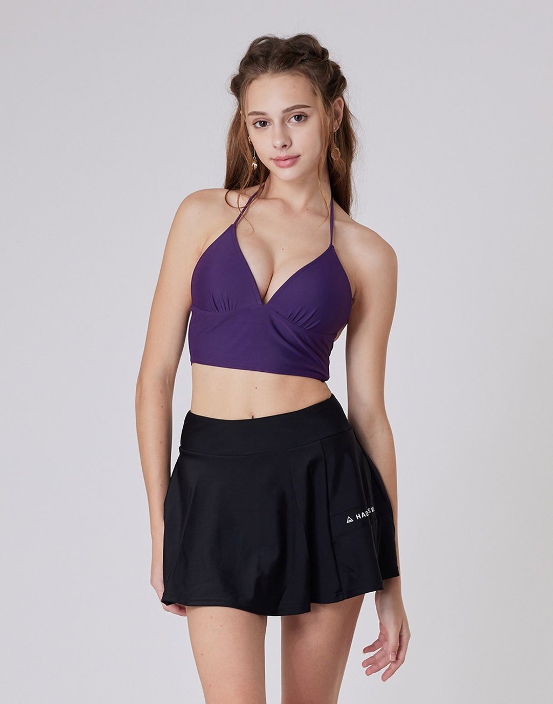 Haolang 抹茶紫马甲比基尼/Bikini TOP - 女装泳衣/比基尼 - 聚酯纤维 紫色