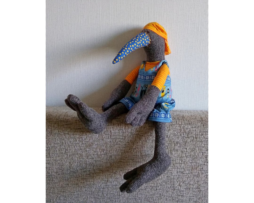 Bird toy, Bird lover gift, Soft toy bird - 玩具/玩偶 - 羊毛 蓝色