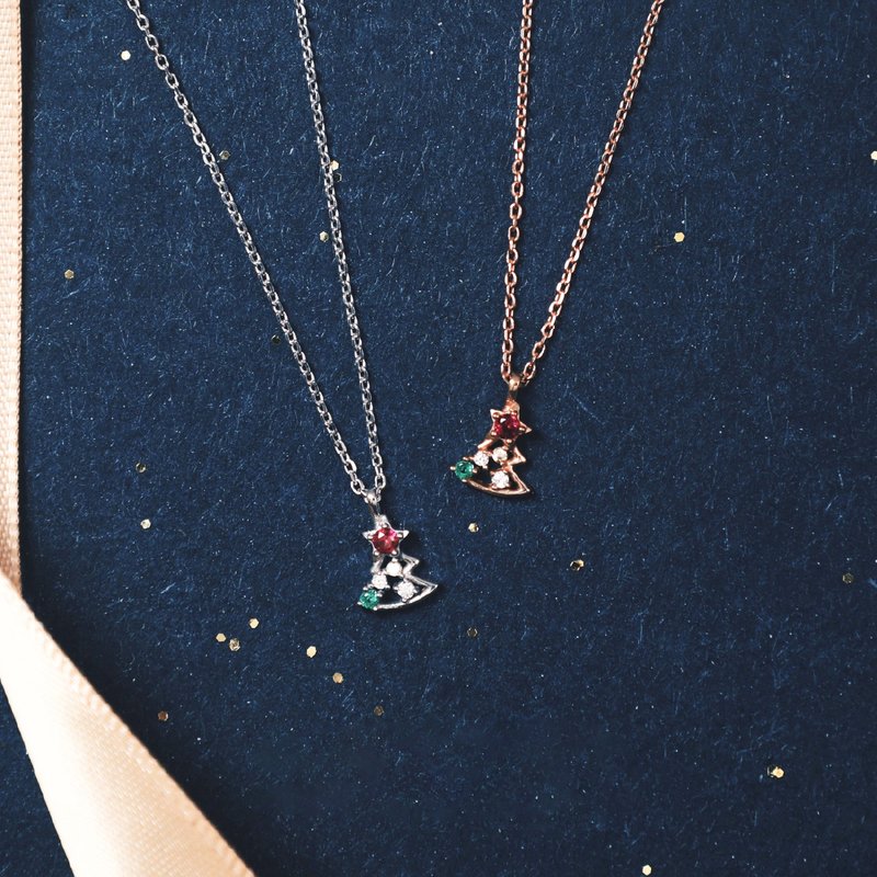 L'amour 圣诞树颈链 (白金色) - 项链 - 纯银 