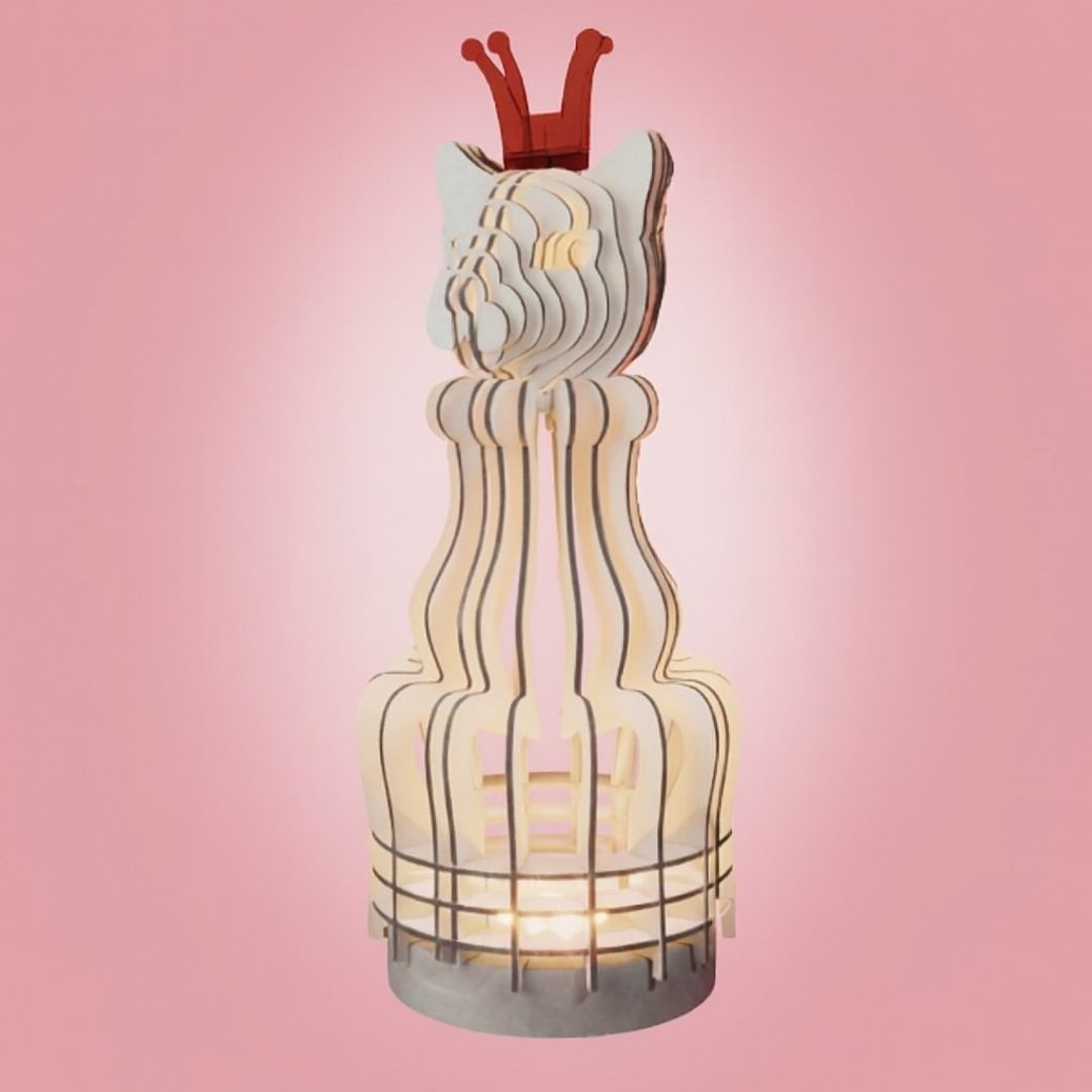 猫王灯 3D 立体纸艺 手作疗愈系夜灯 LED 灯 USB - 灯具/灯饰 - 纸 白色