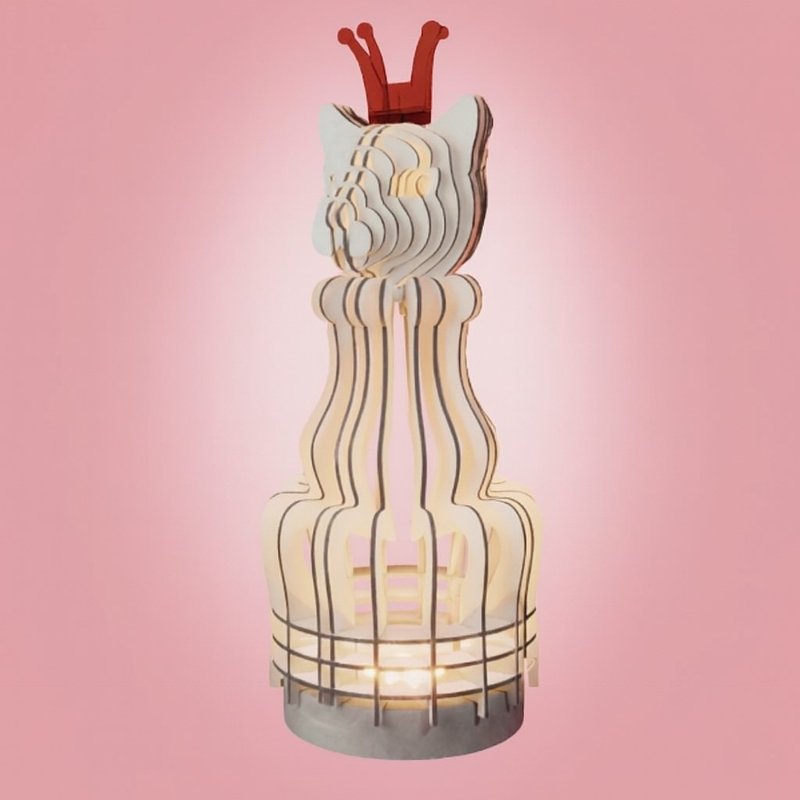 猫王灯 3D 立体纸艺 手作疗愈系夜灯 LED 灯 USB - 灯具/灯饰 - 纸 白色