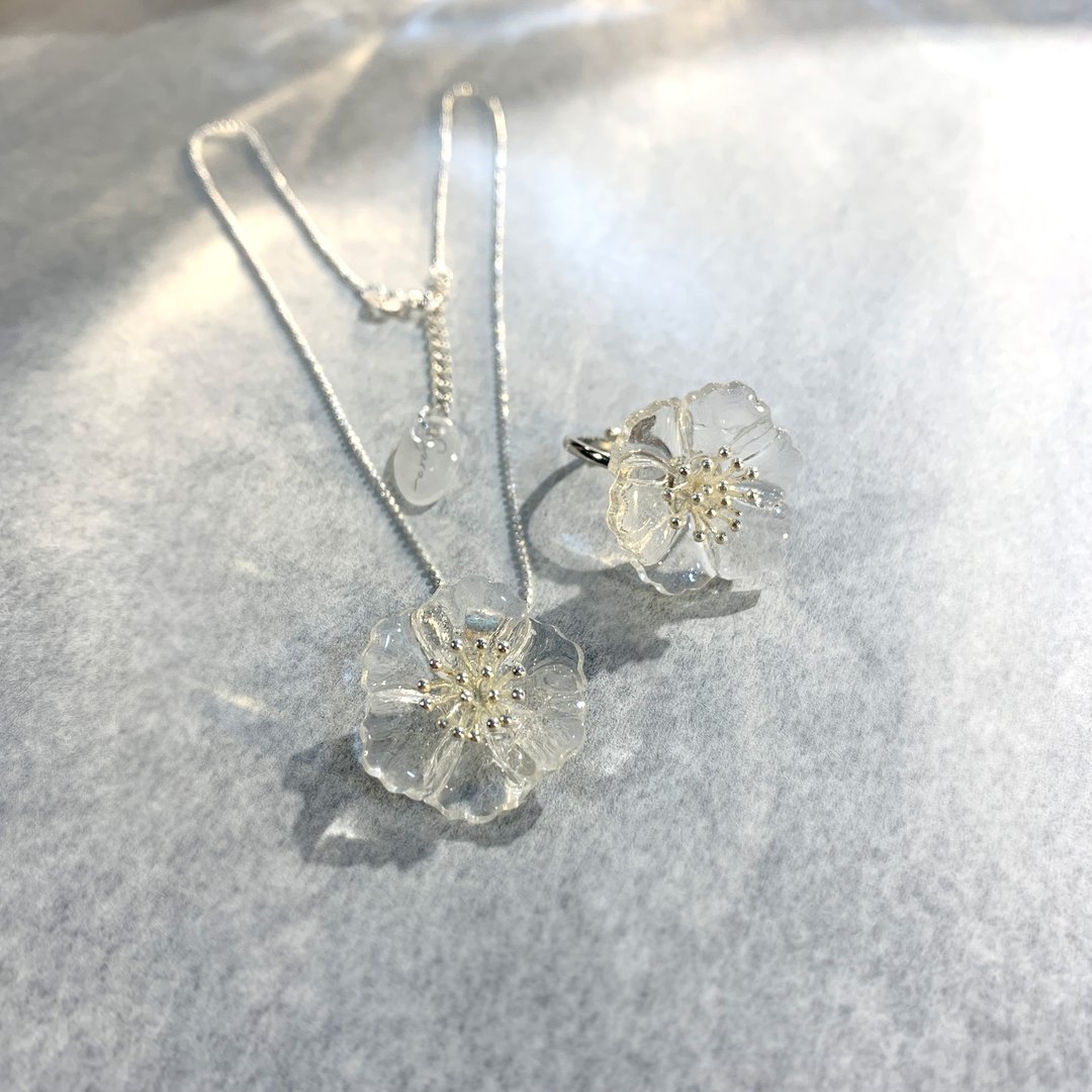 椿花 罂粟花 项链 戒指 树脂 教师节 组合 银饰 情人节 礼盒 礼物 - 项链 - 其他材质 多色