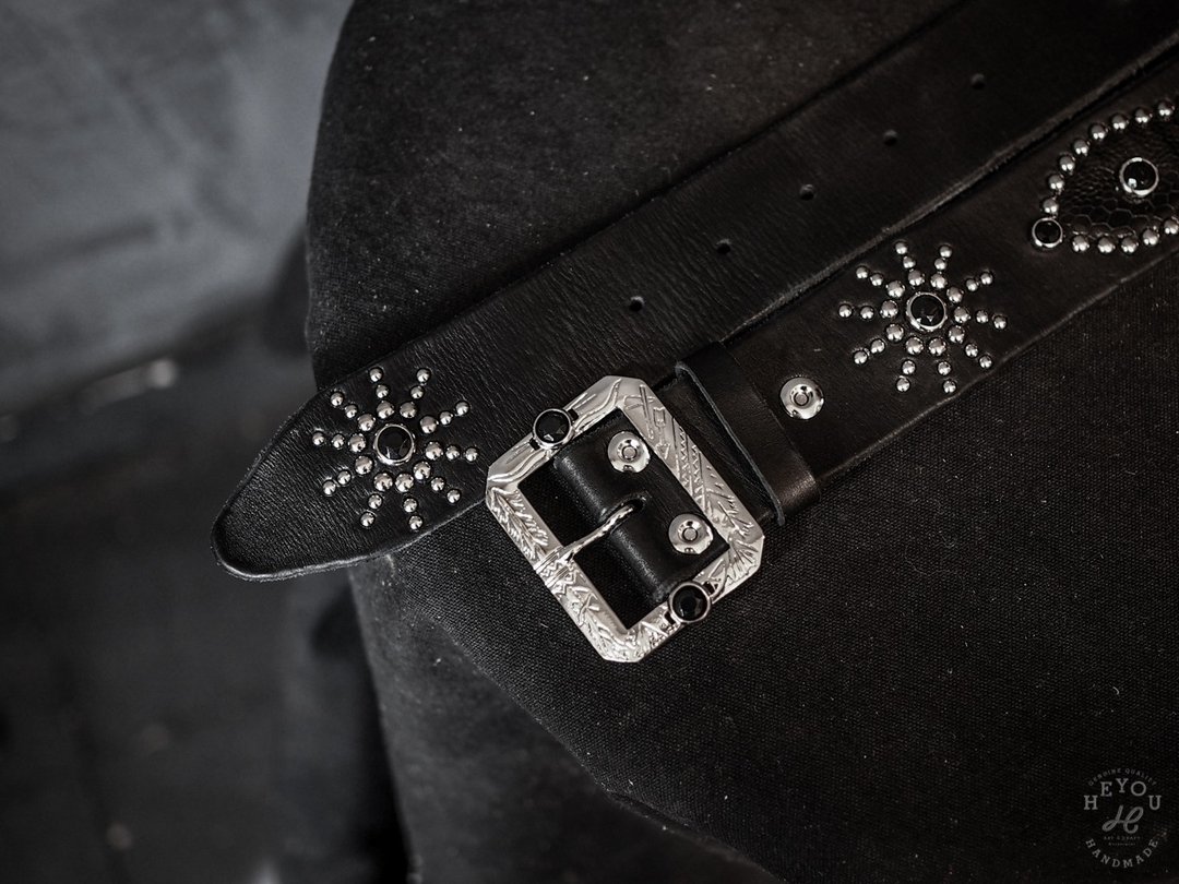 Western Special Leather Belt 西部风铆钉皮革腰带 - 皮带/腰带 - 真皮 黑色