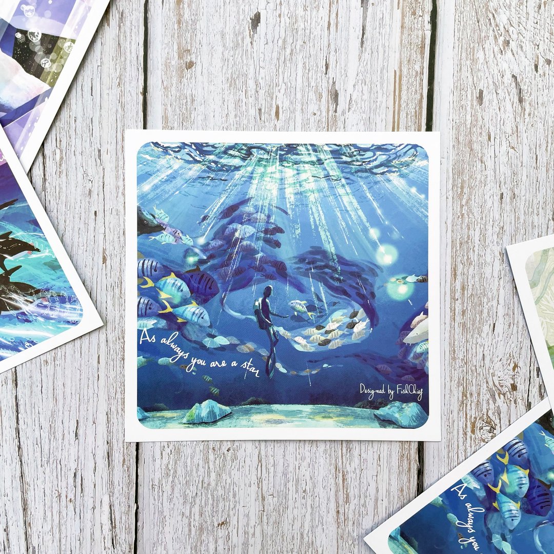 水族馆喂食秀 方框框明信片 - 卡片/明信片 - 纸 