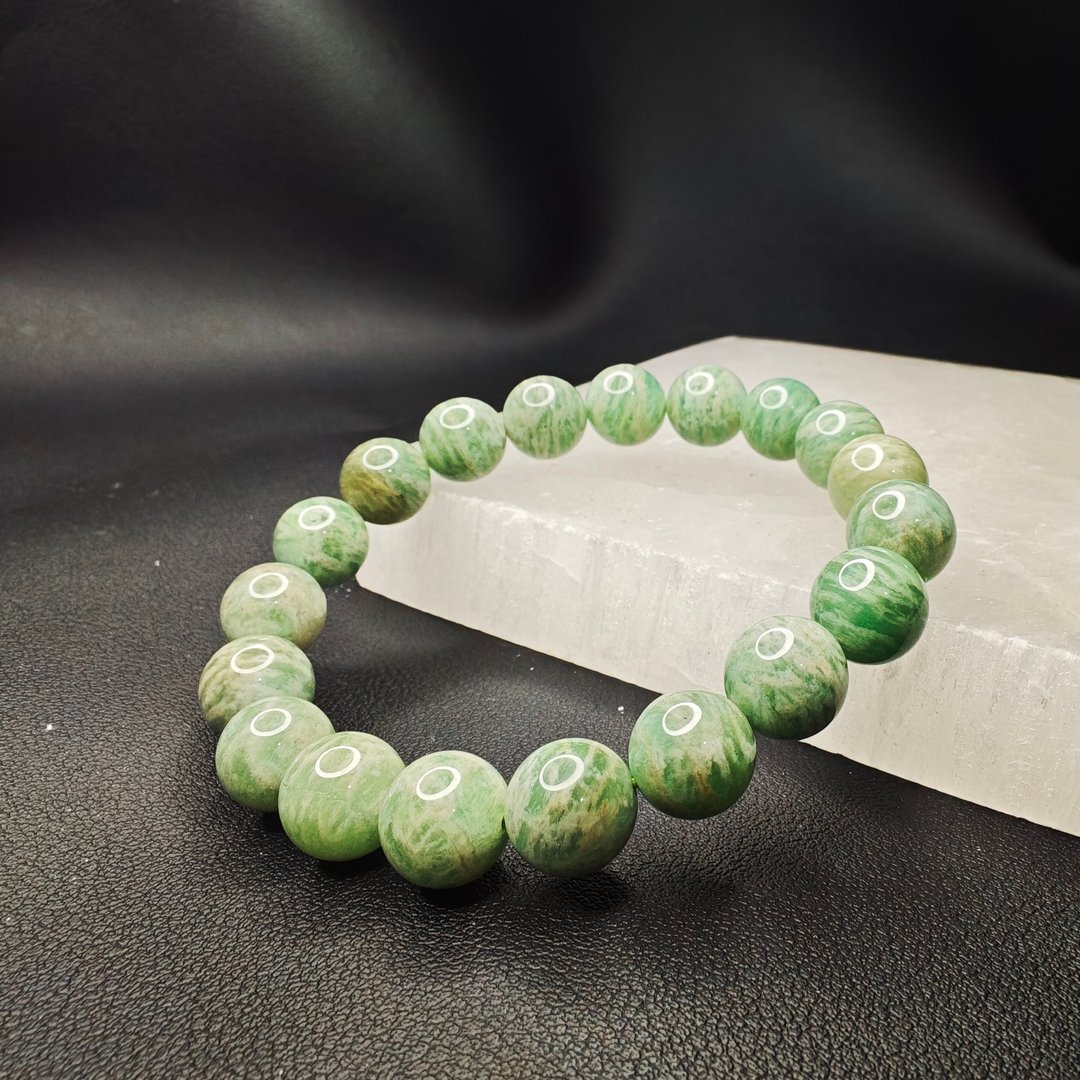 罕有绿色天河石 手串 手链 天然水晶 水晶手串 10mm 水晶手链 - 手链/手环 - 水晶 