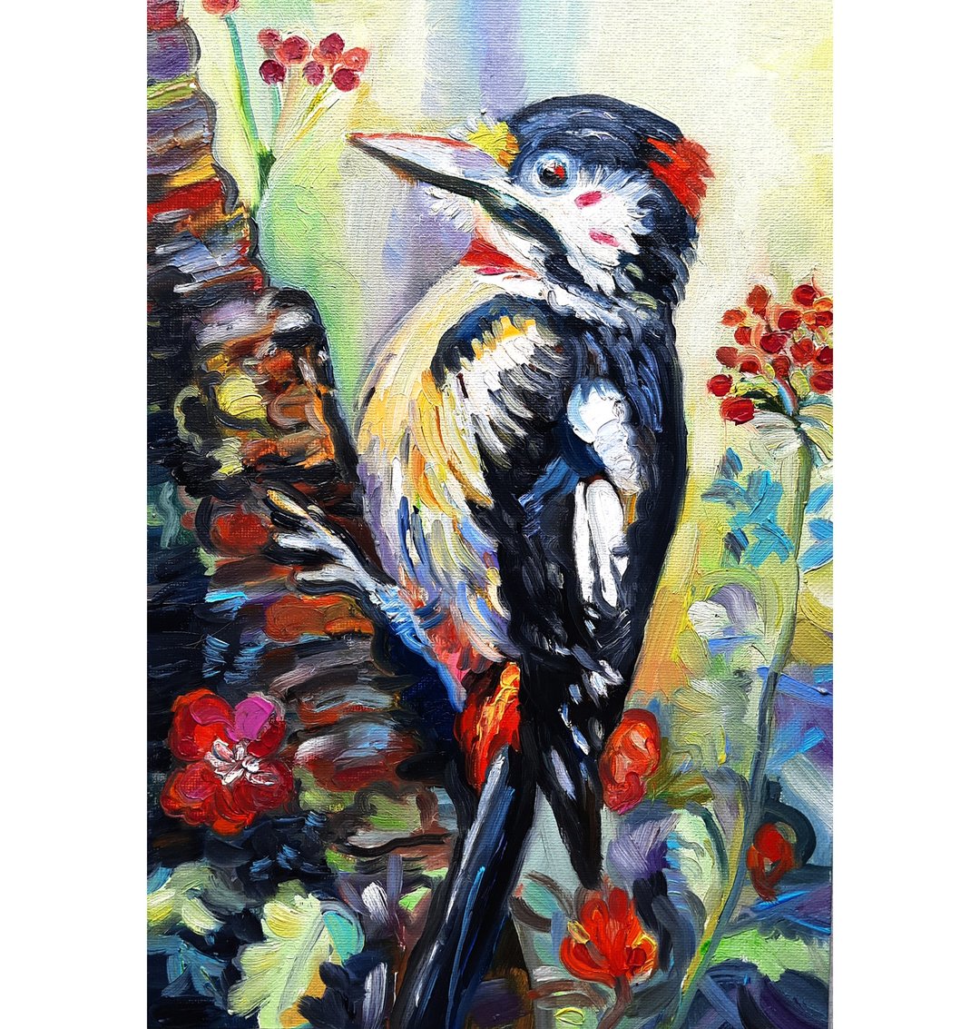 森林雀艺术 多彩原创艺术油画 纸板油画 30 x 20 平方米 - 墙贴/壁贴 - 其他材质 咖啡色