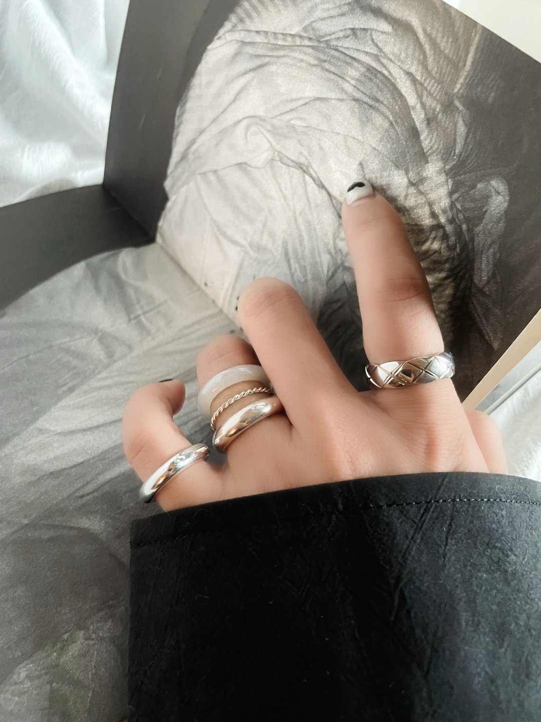 天然和田玉烟紫戒指 港码13  S33 - 戒指 - 玉石 白色