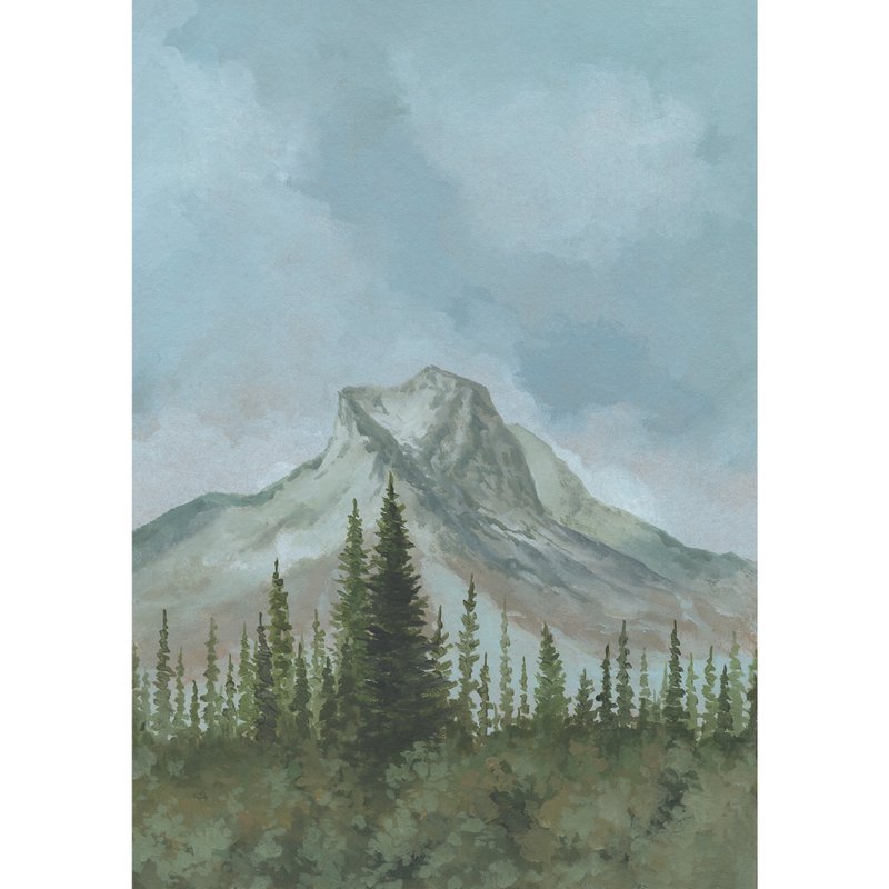山林艺术原创纸板松树森林鼠尾草油画 - 海报/装饰画/版画 - 其他材质 蓝色